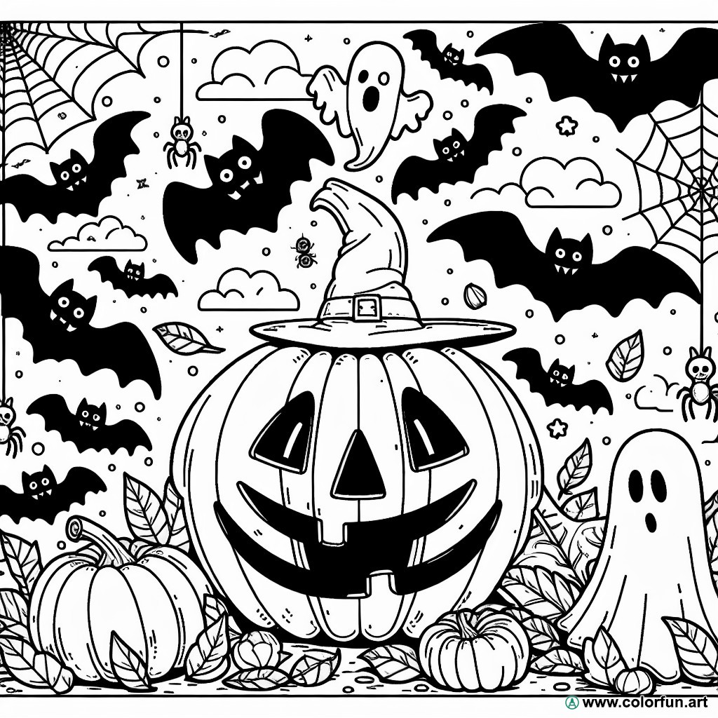 dibujo para colorear de Halloween para adultos artístico