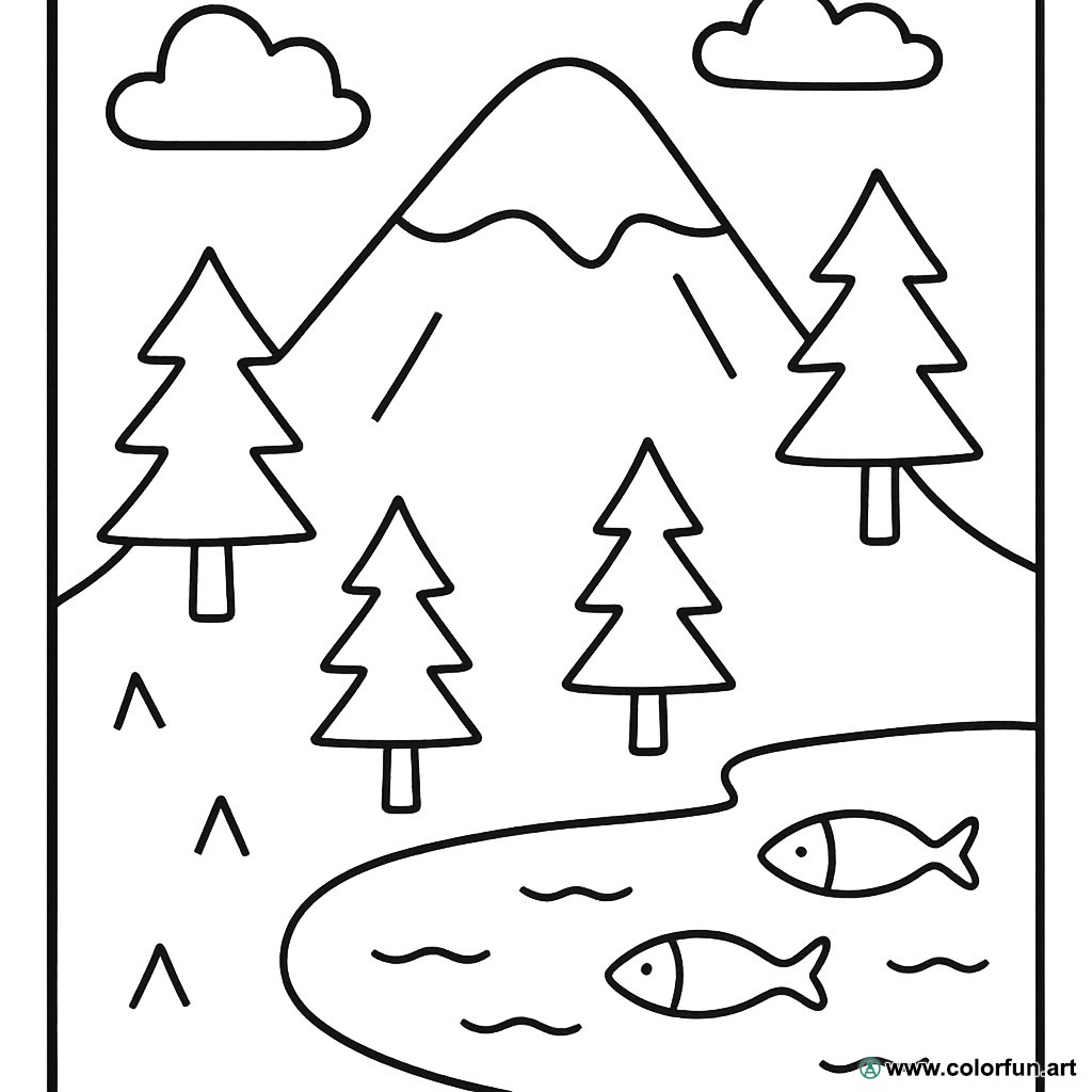 dibujo para colorear montaña zen