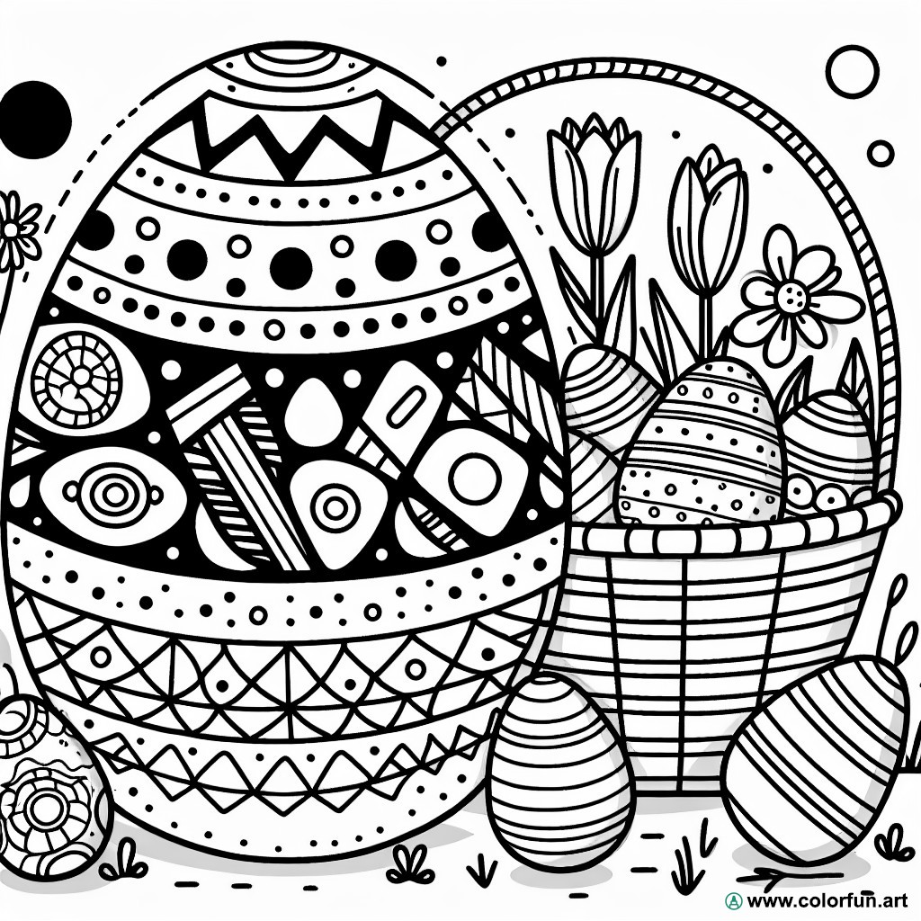 dibujo para colorear huevos de Pascua original