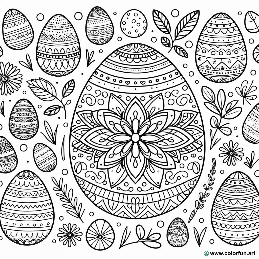 dibujo para colorear huevos de Pascua mandala