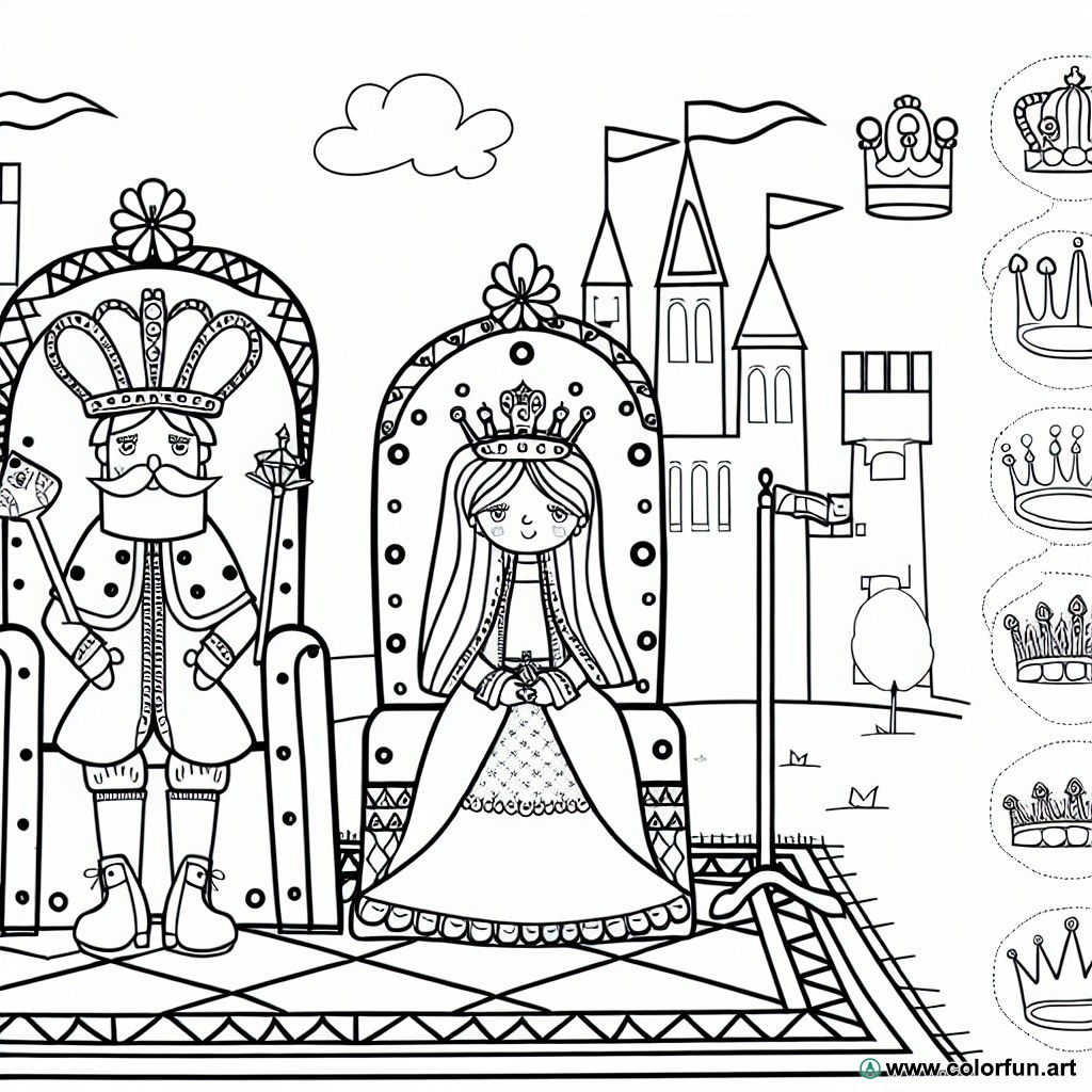 dibujo para colorear rey reina preescolar