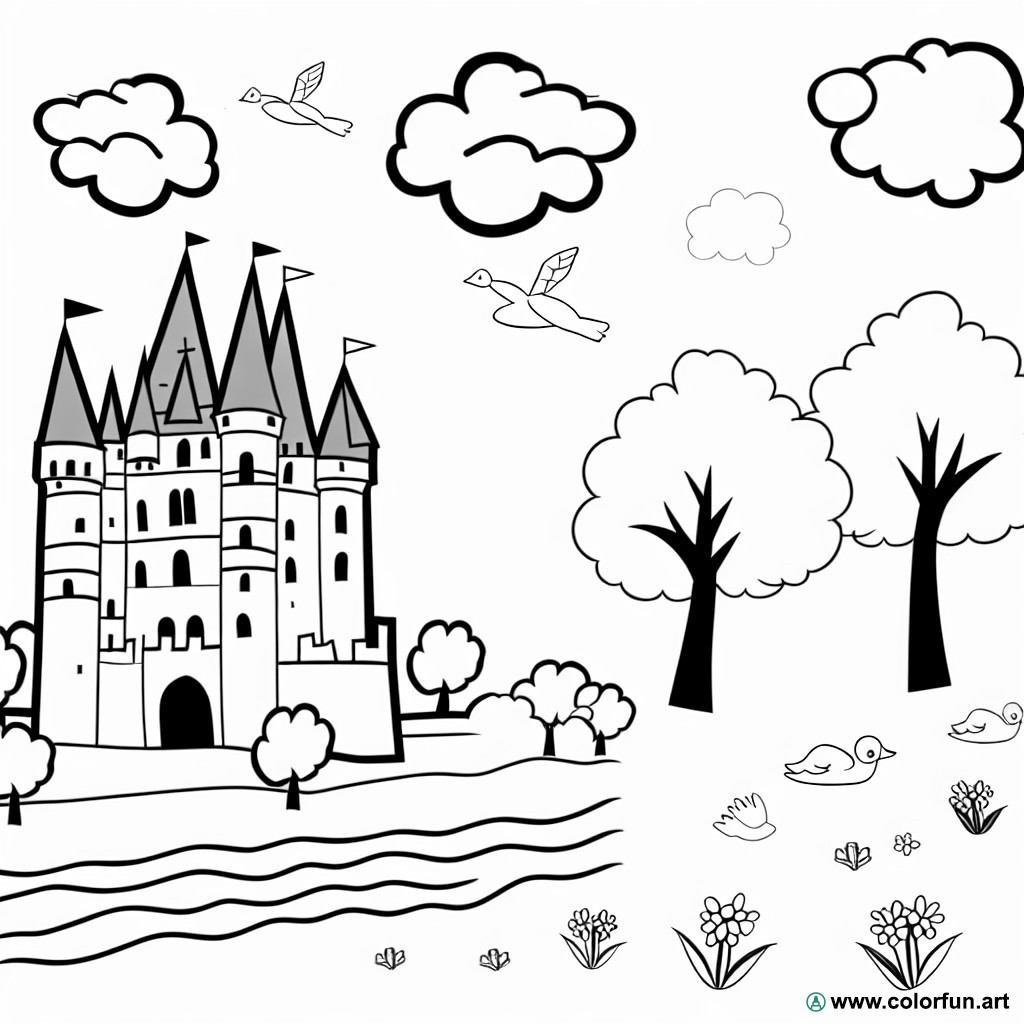 dibujo para colorear castillo del Loira