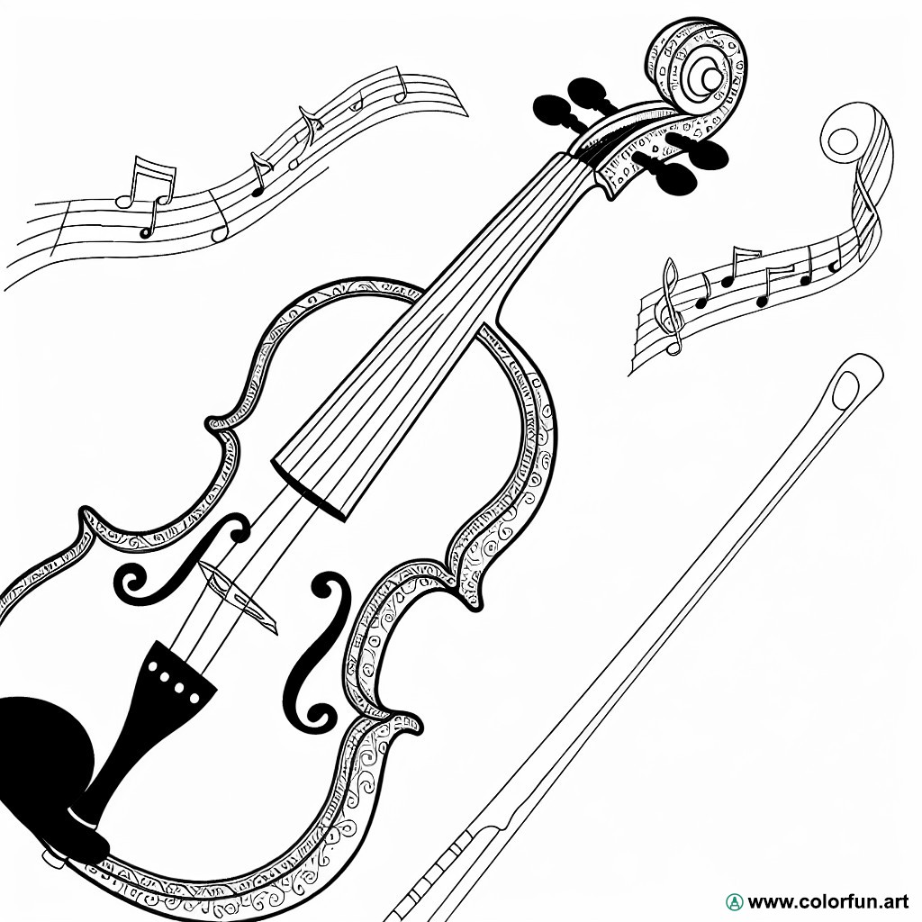 dibujo para colorear violín complejo