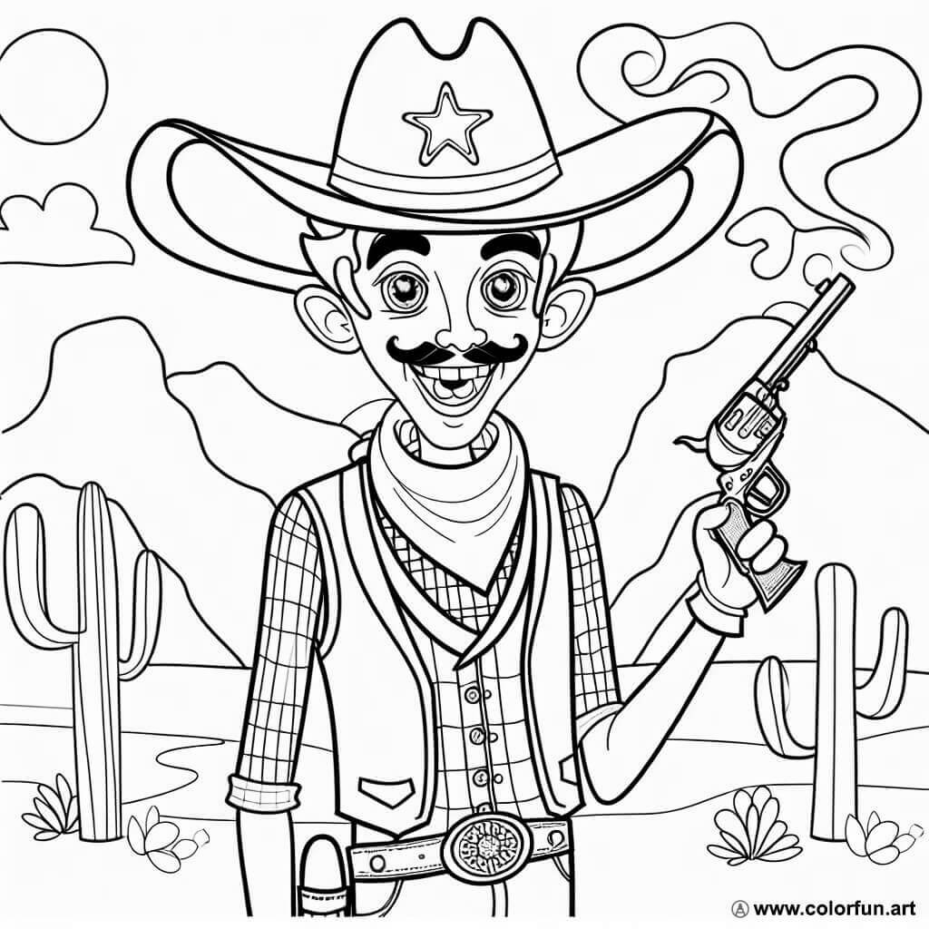 dibujo para colorear vaquero pistola
