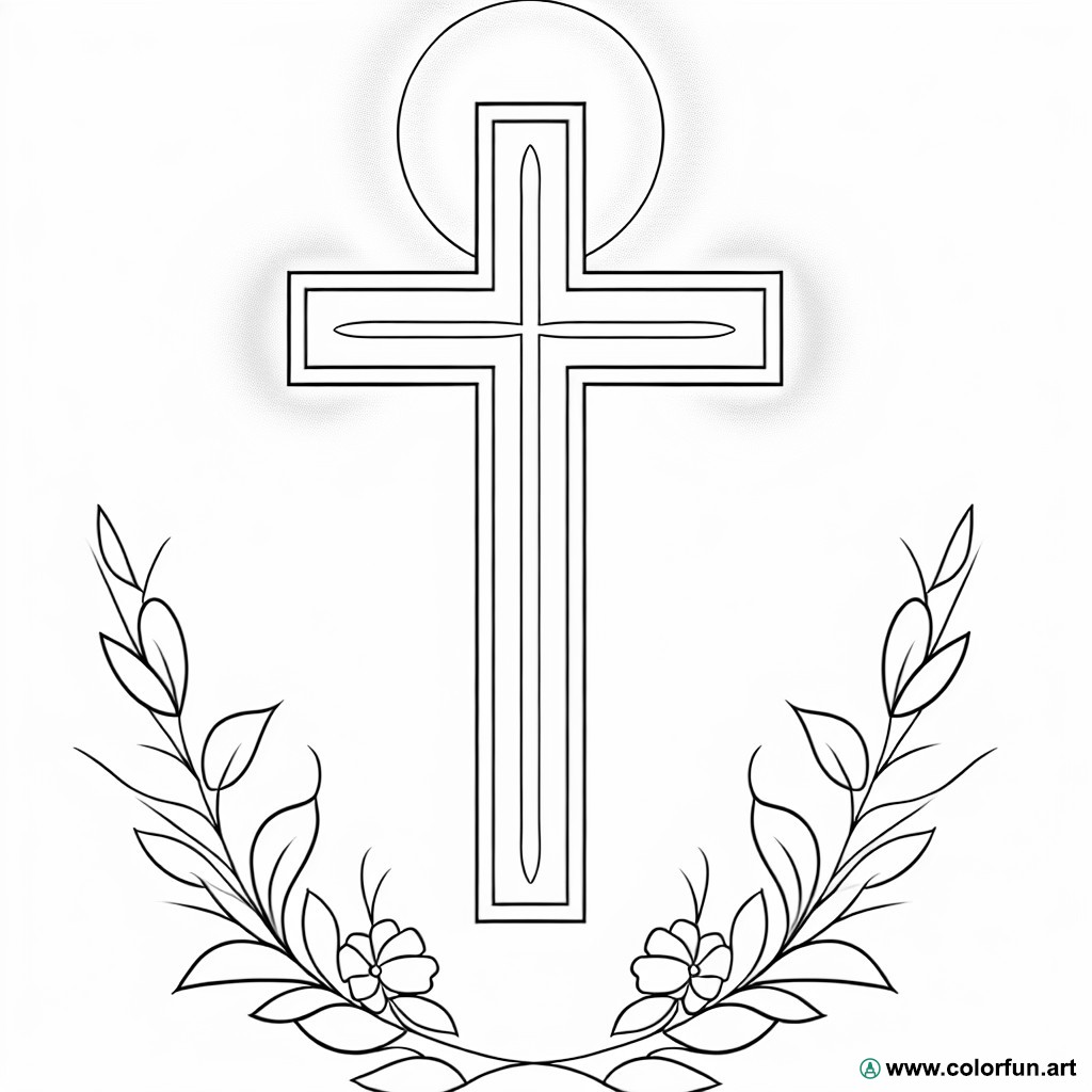 dibujo para colorear cruz religiosa