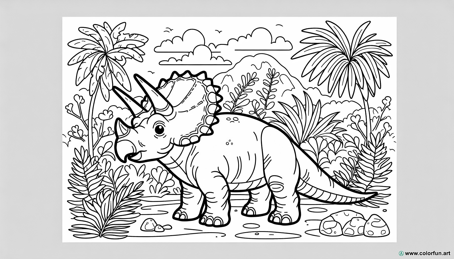 dibujo para colorear de dinosaurio triceratops