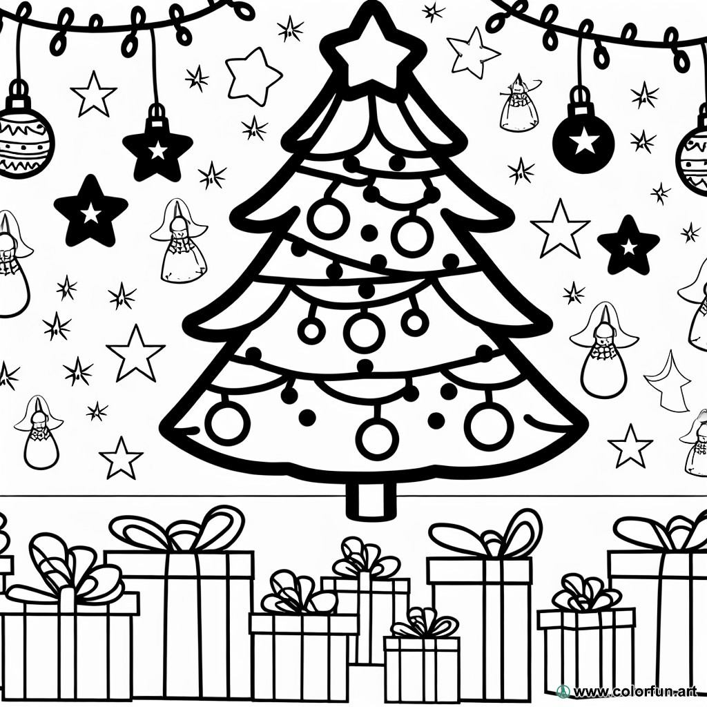 dibujo para colorear fácil navidad árbol