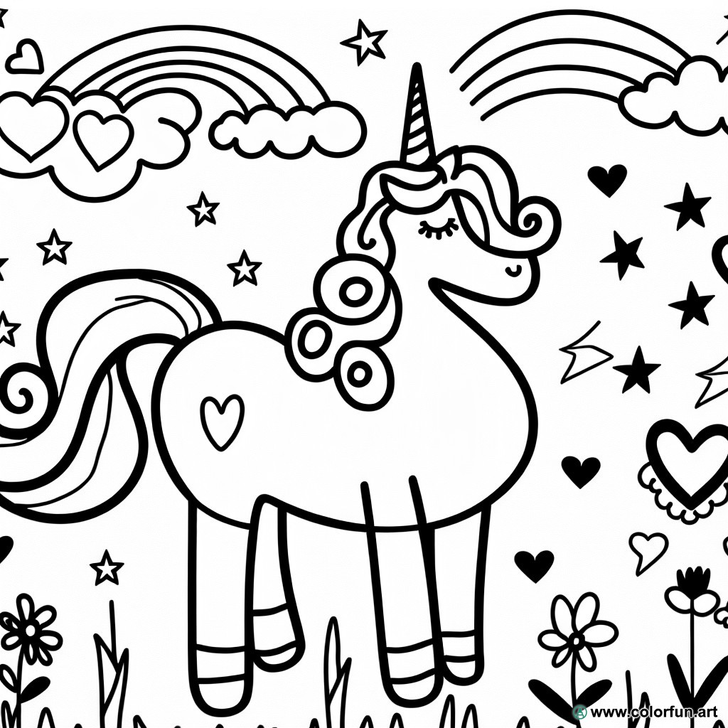 dibujo para colorear para niños de 7 años con tema de unicornio