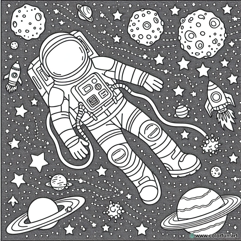 dibujo para colorear astronauta espacio