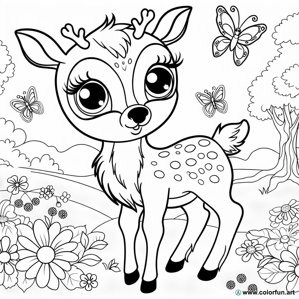 dibujo para colorear bambi lindo