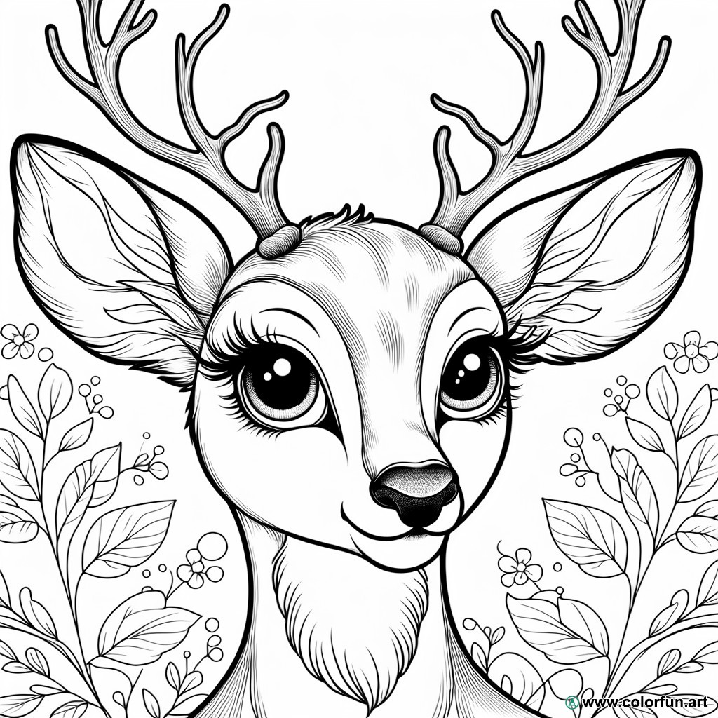 dibujo para colorear cabeza de Bambi
