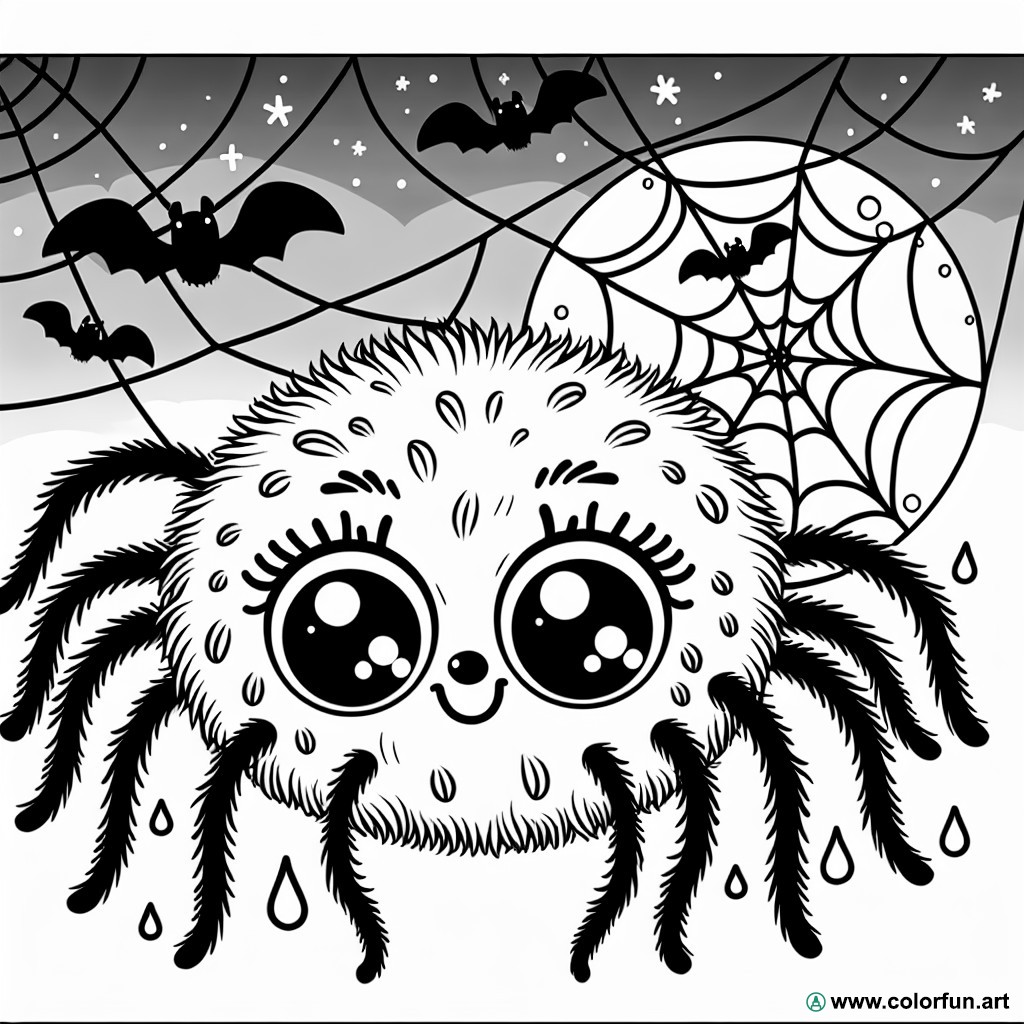 dibujo para colorear araña halloween aterrador fácil