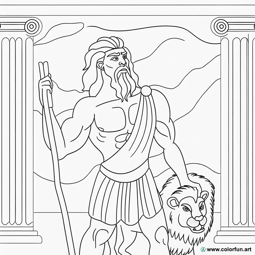 dibujo para colorear mitología griega hércules