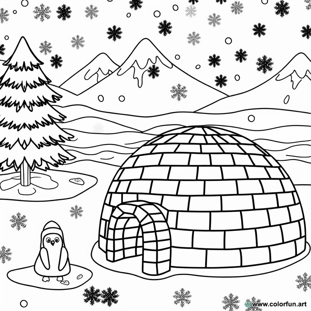 dibujo para colorear iglú ártico
