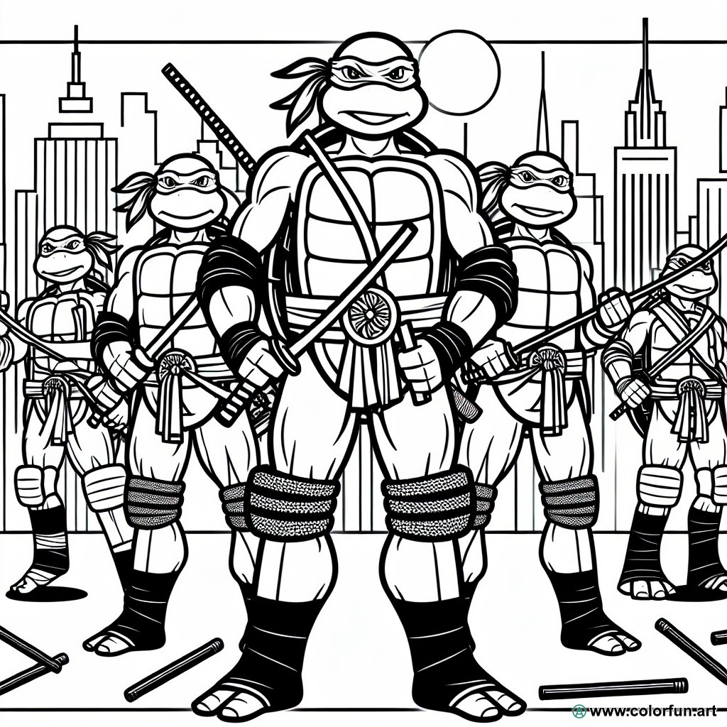 dibujo para colorear tortugas ninja película