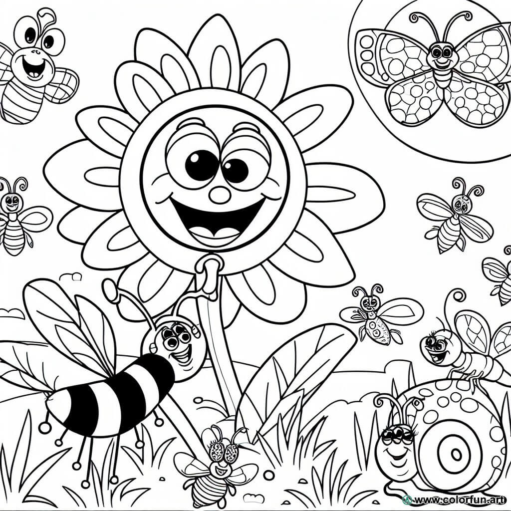 dibujo para colorear de insectos divertidos