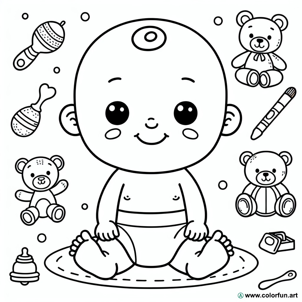 dibujo para colorear bebé humano caricatura