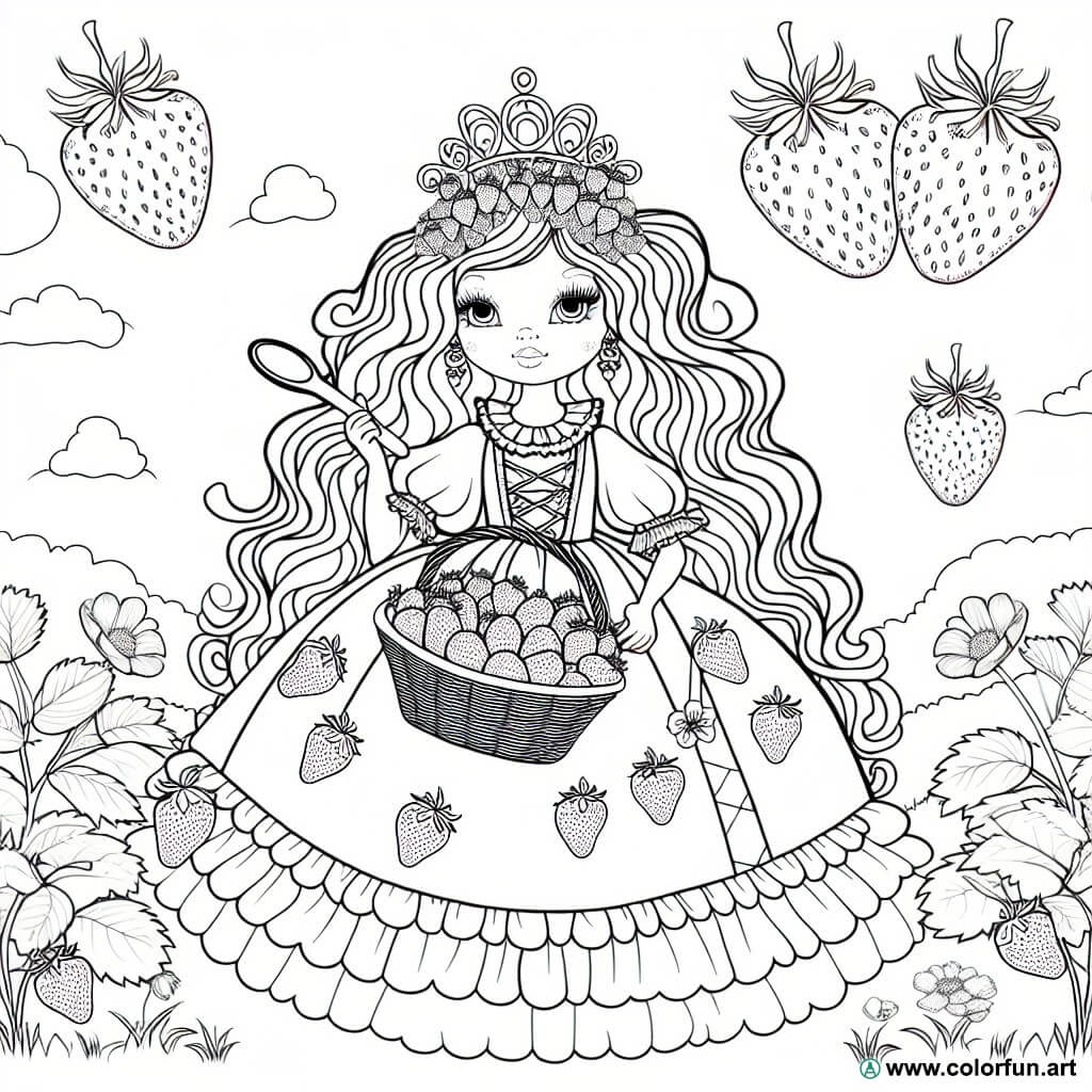 dibujo para colorear princesa de fresa