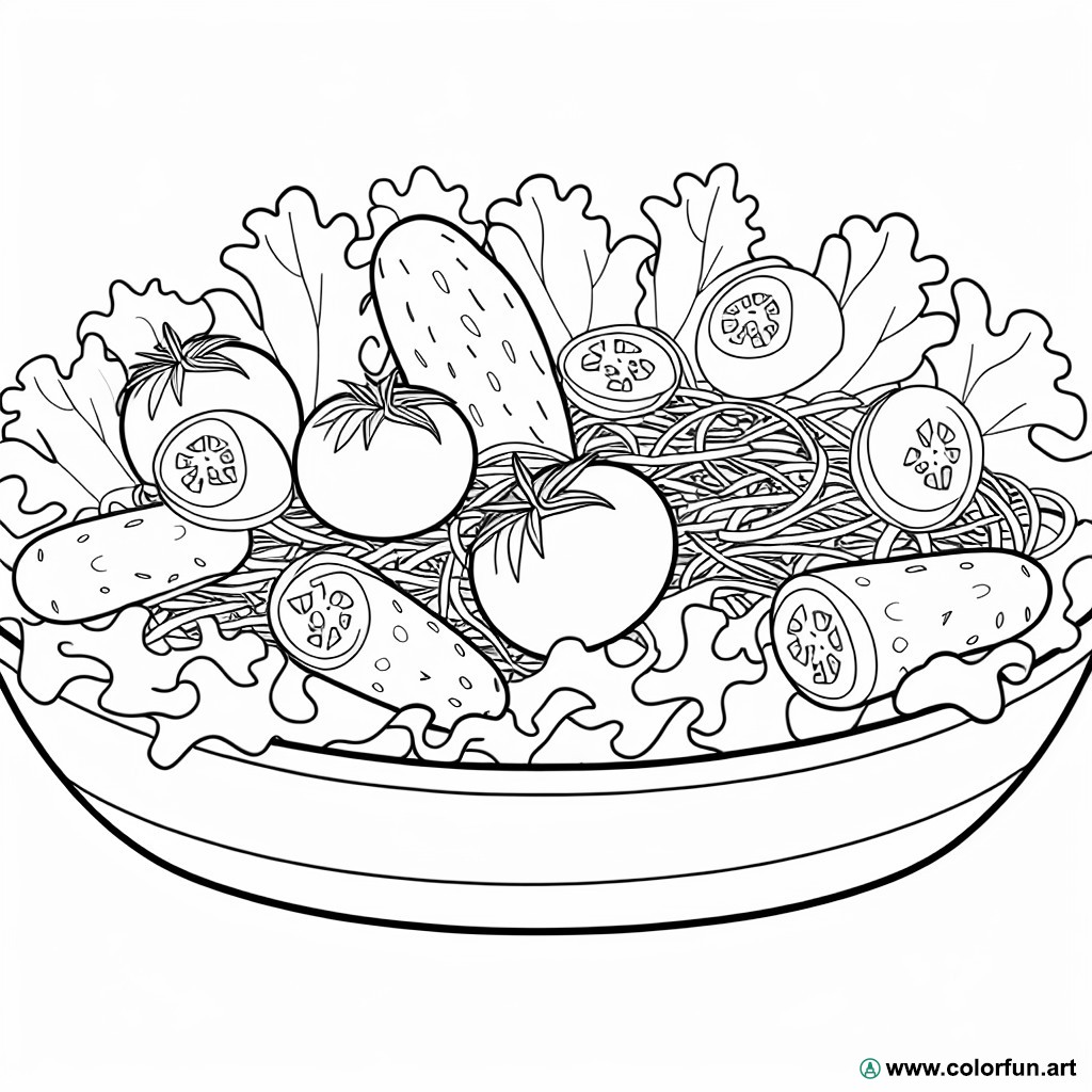 dibujo para colorear ensalada de verduras