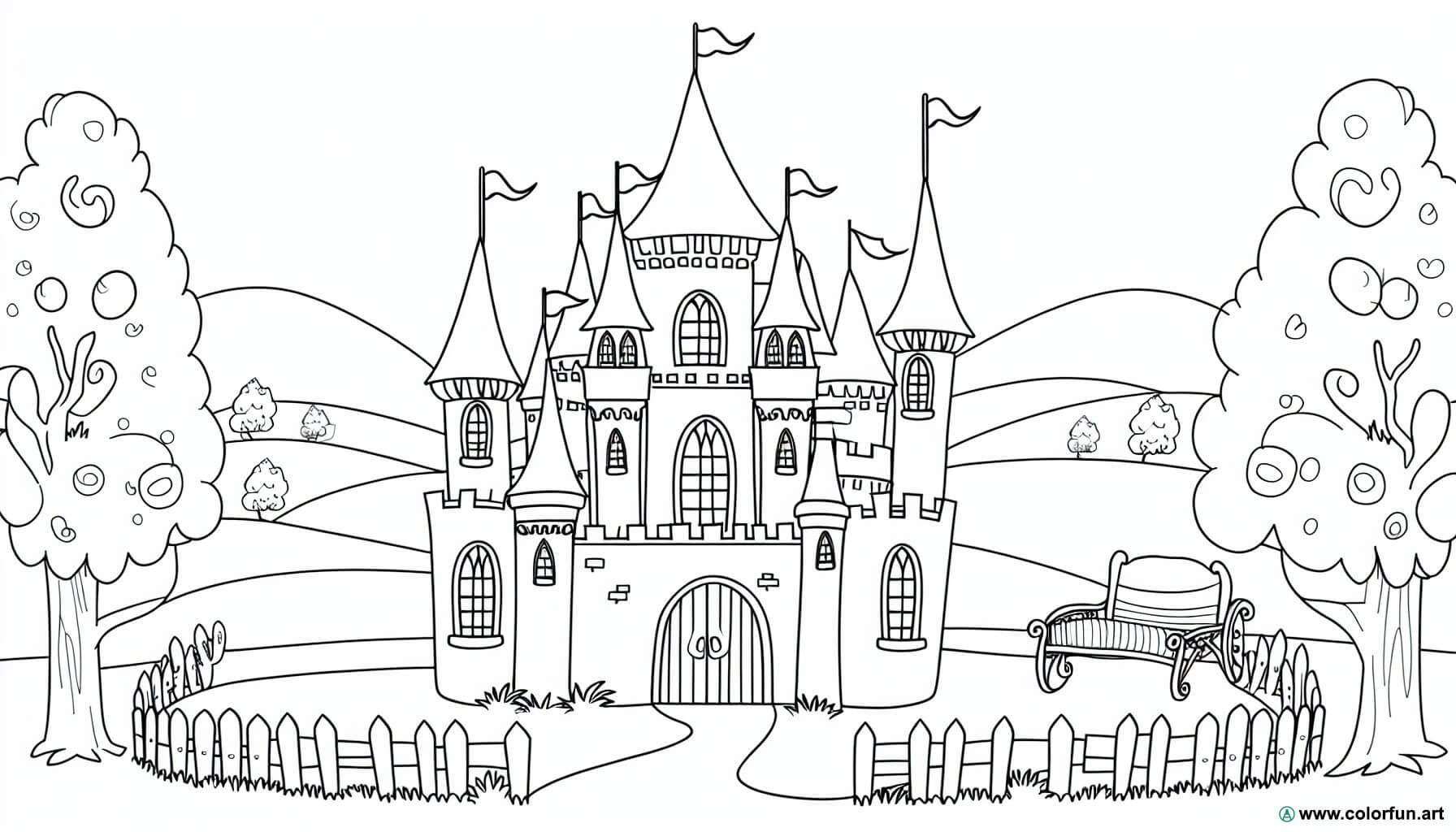 dibujo para colorear castillo princesas