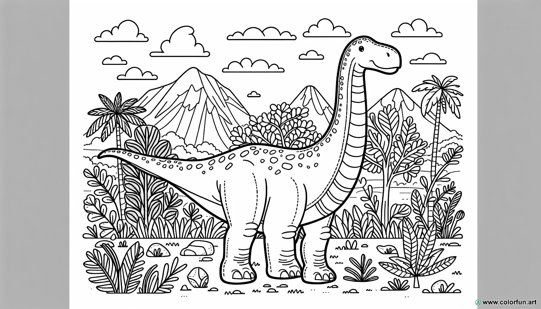 dibujo para colorear de diplodocus prehistórico
