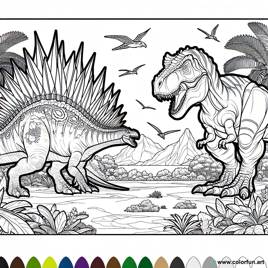 dibujo para colorear spinosaurus t-rex