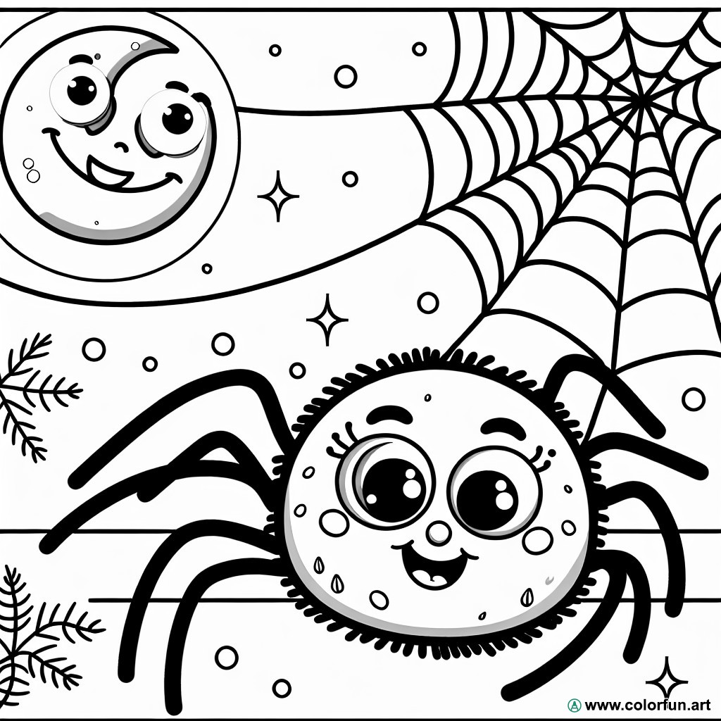 dibujo para colorear araña halloween divertida