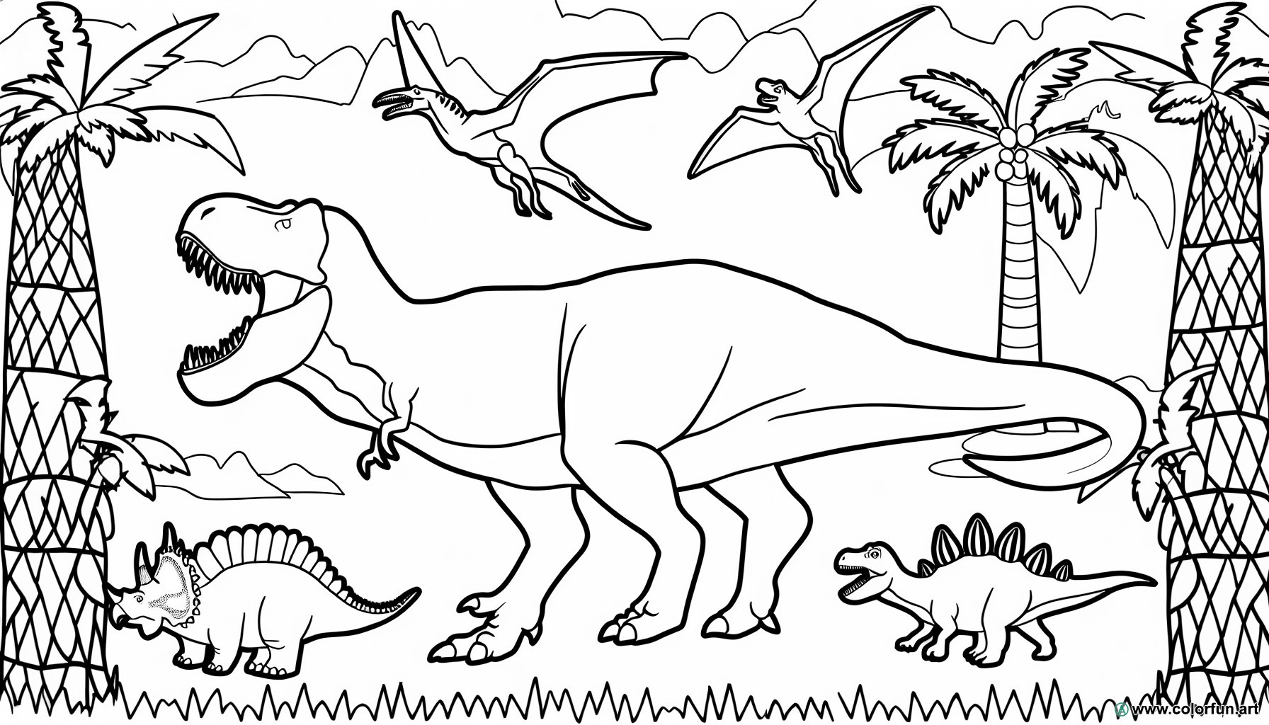 dibujo para colorear jurassic park dinosaurios