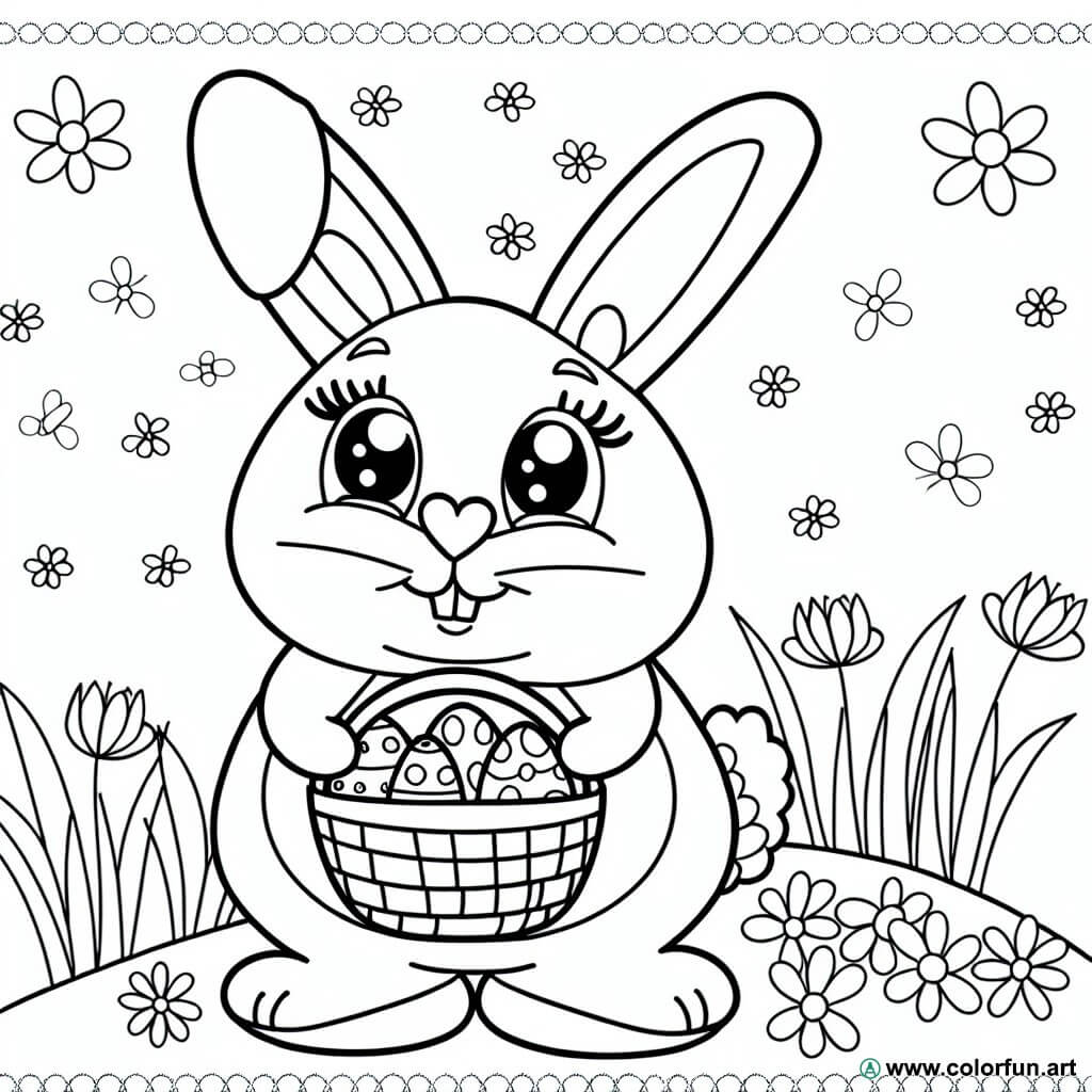 dibujo para colorear conejo pascua