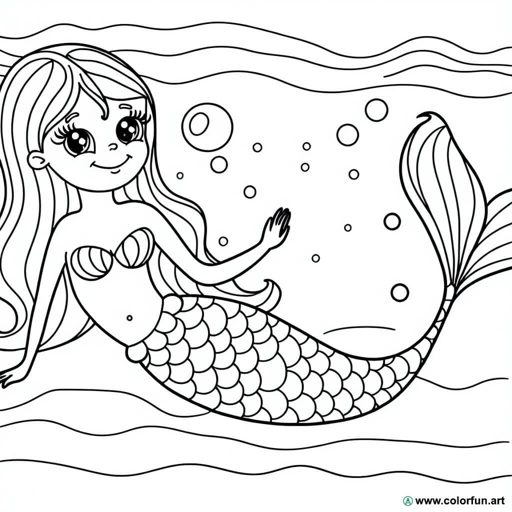 dibujo para colorear sirena mermaid