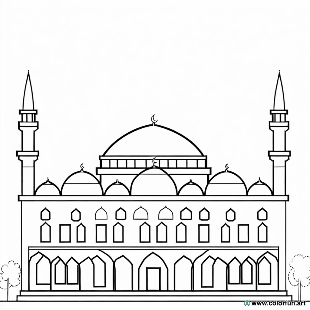 dibujo para colorear mezquita simple