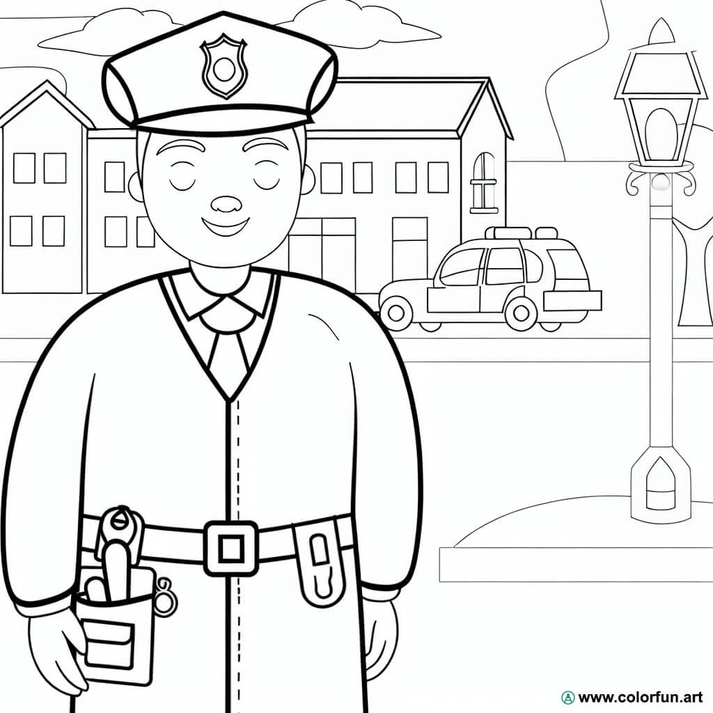 dibujo para colorear gendarme policía