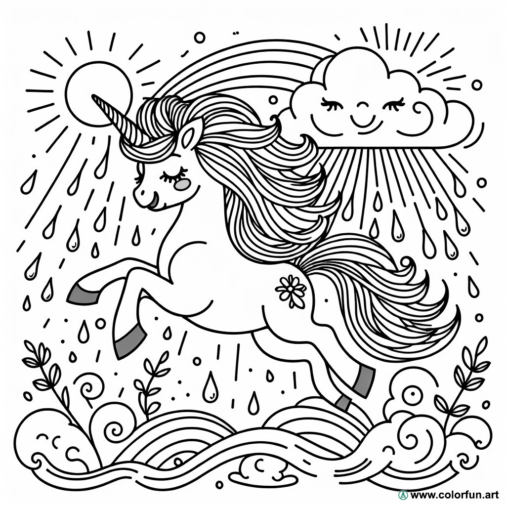 dibujo para colorear nube unicornio