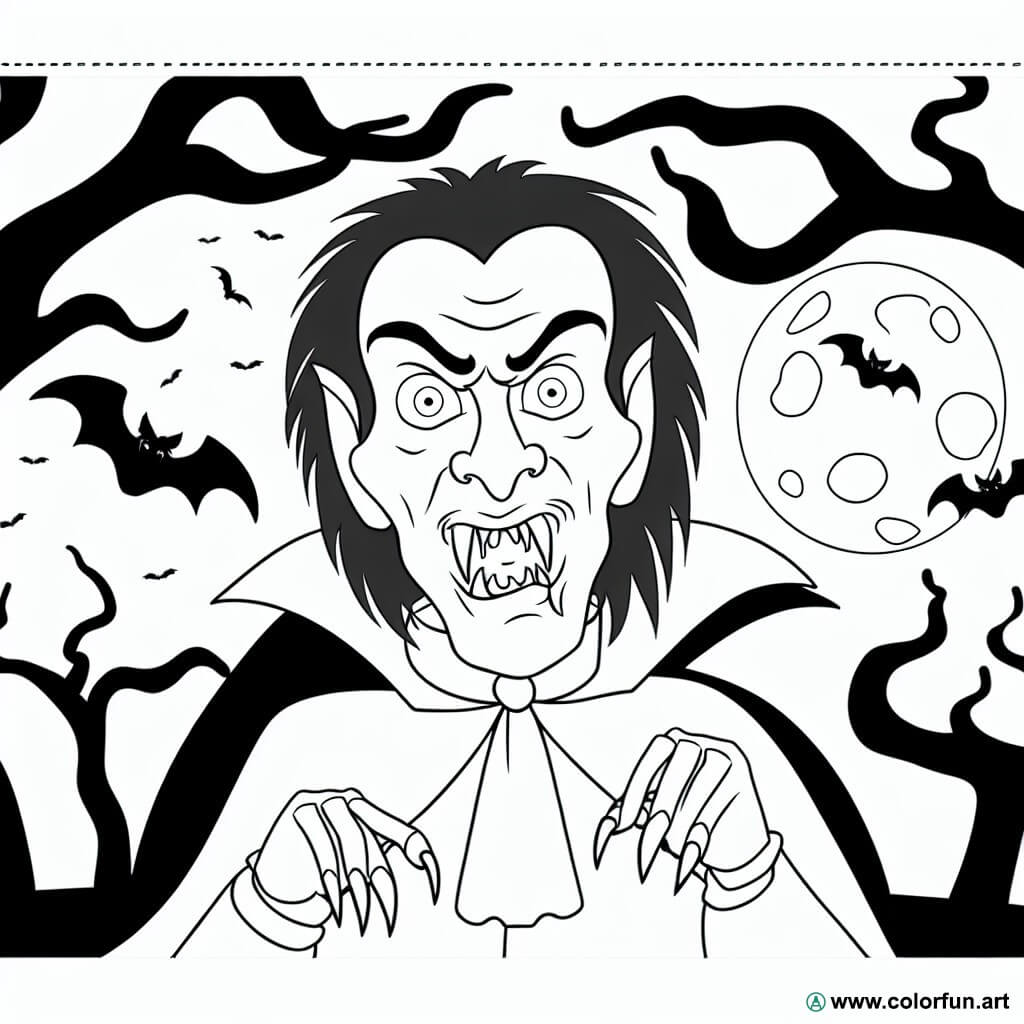 dibujo para colorear vampiro aterrador