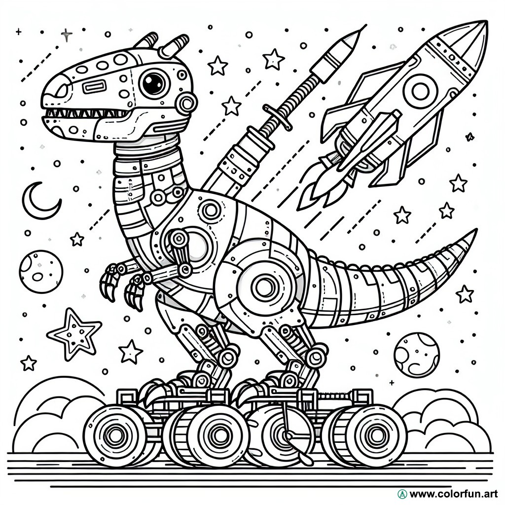 dibujo para colorear robot dinosaurio