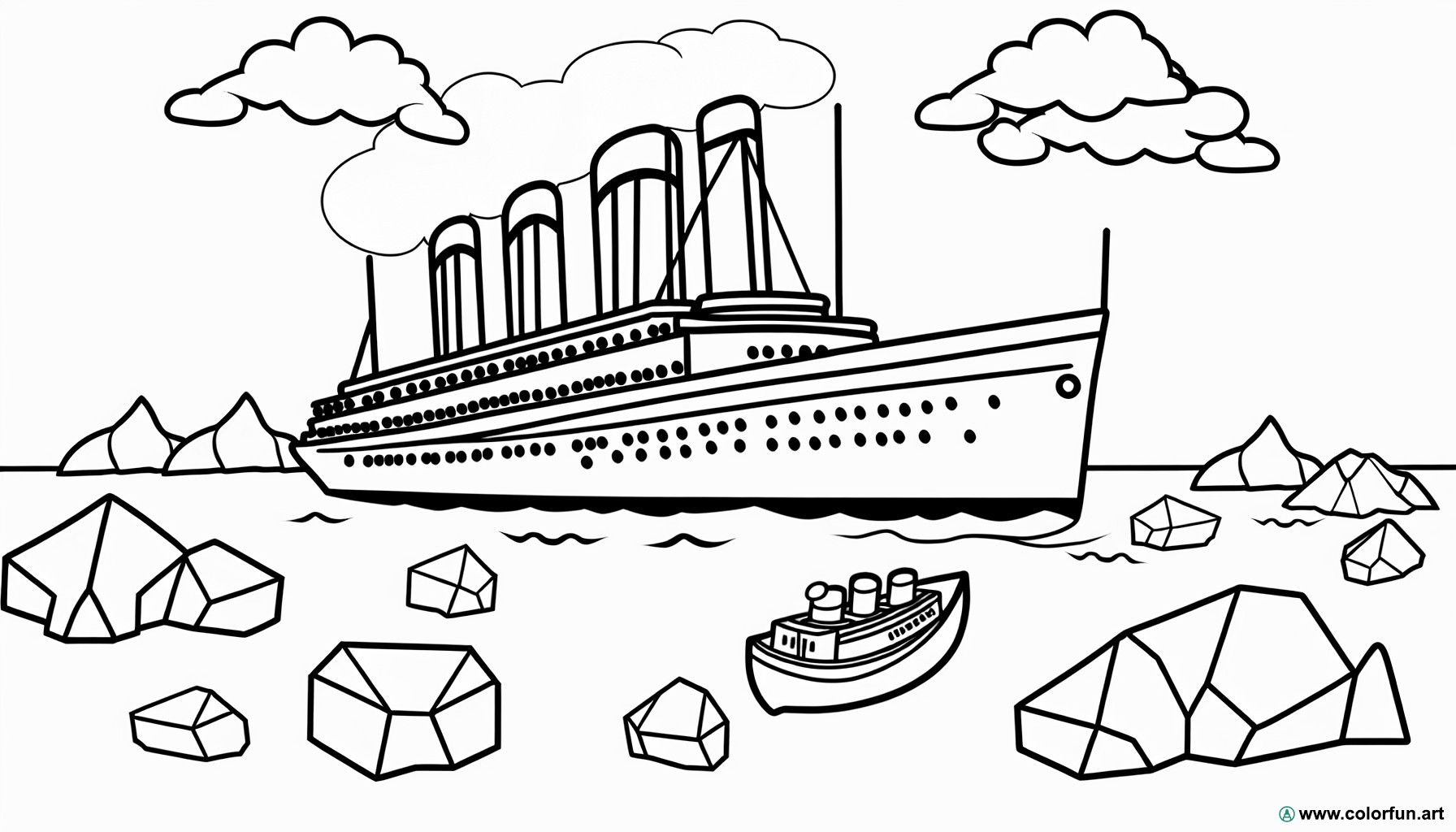 dibujo para colorear escena del Titanic