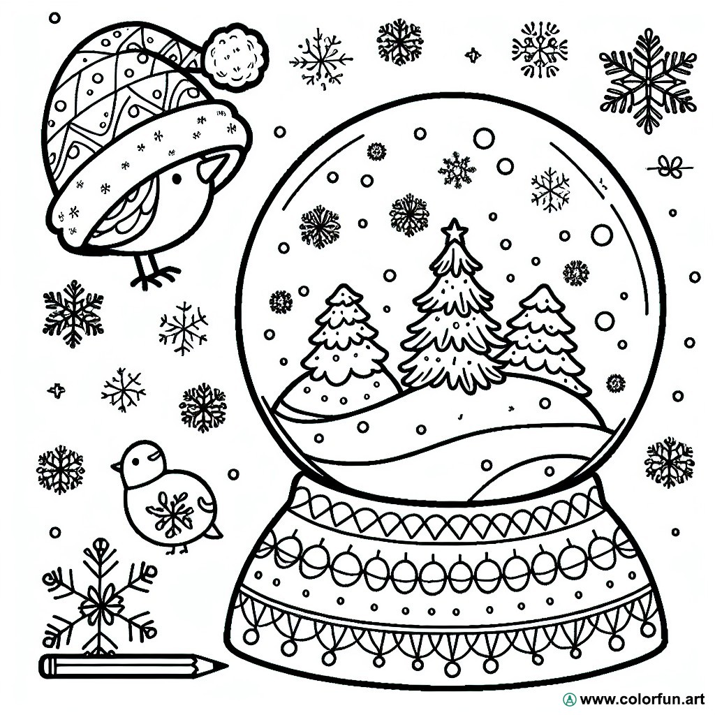 dibujo para colorear bola de nieve navidad
