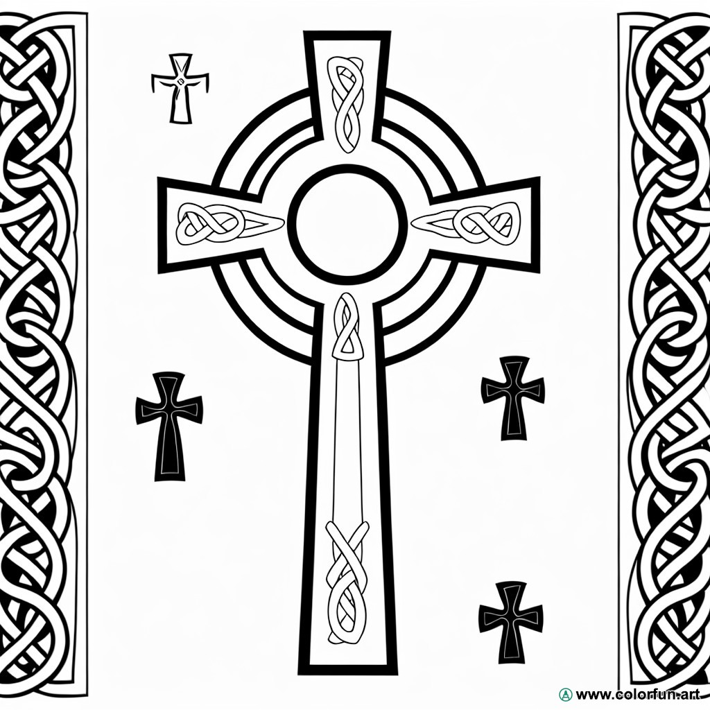 dibujo para colorear cruz celta
