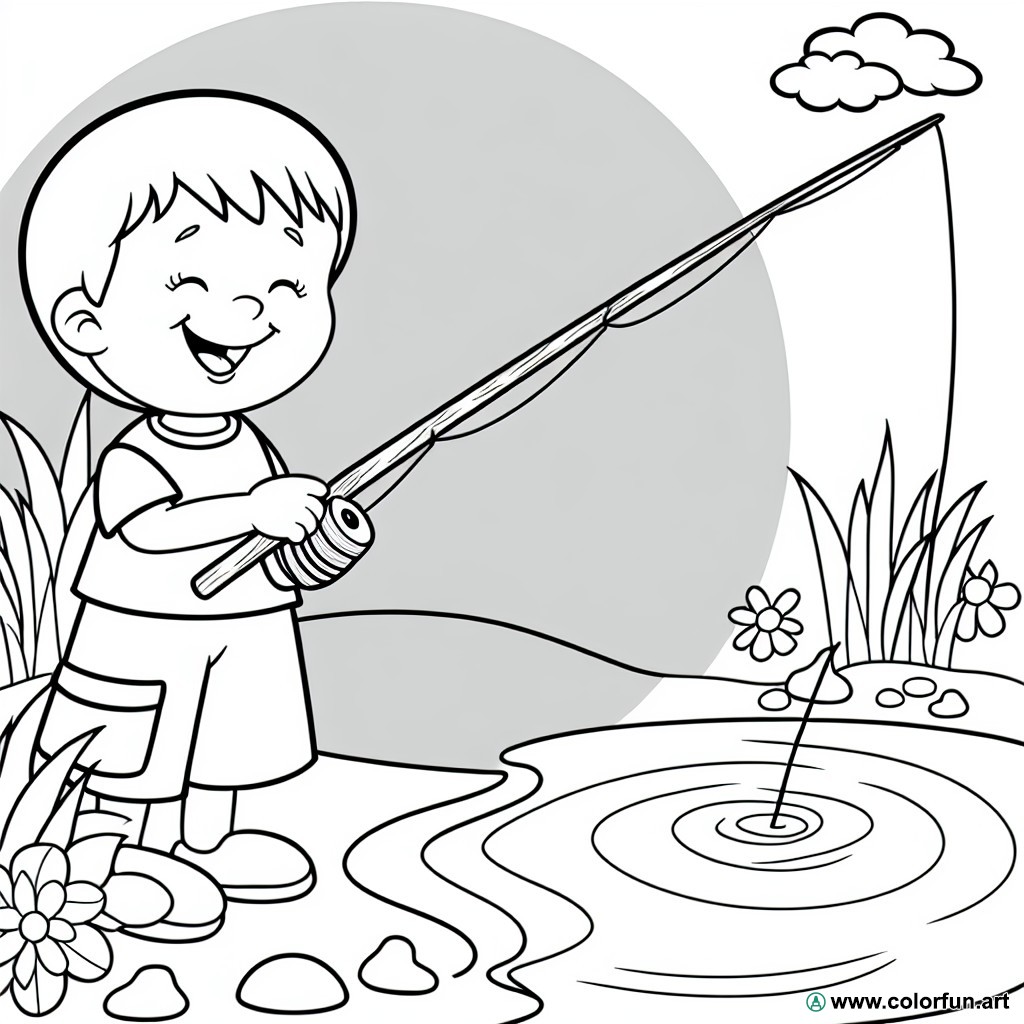 dibujo para colorear pesca jardín