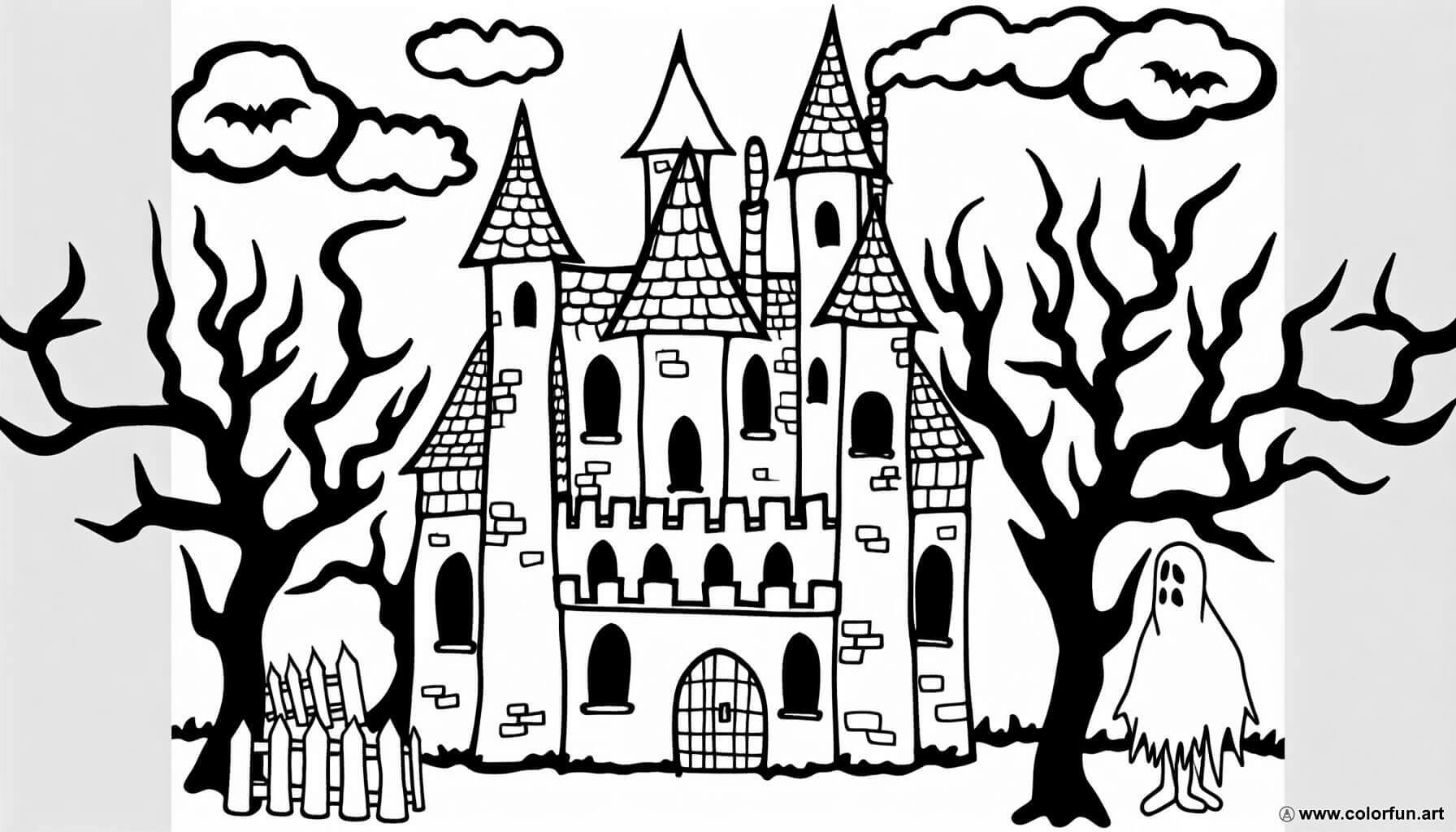 dibujo para colorear castillo embrujado