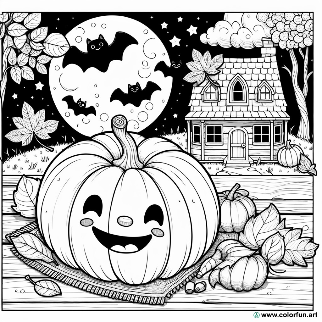 dibujo para colorear de Halloween simple y rápido