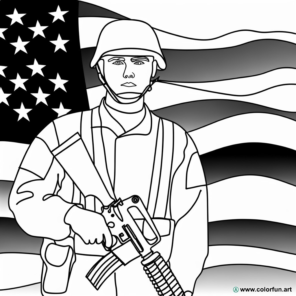 dibujo para colorear soldado estadounidense