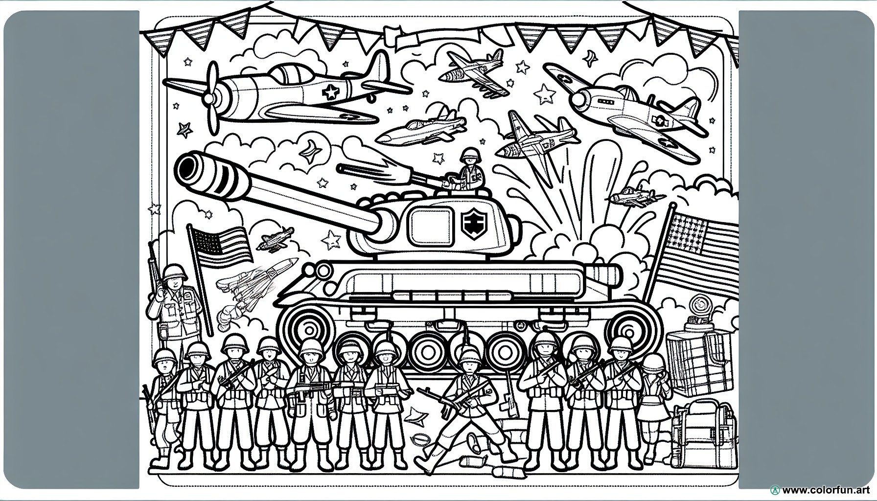 dibujo para colorear militar guerra