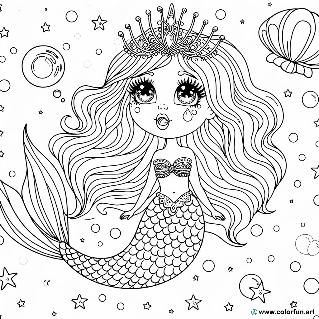 dibujo para colorear princesa sirena mágica