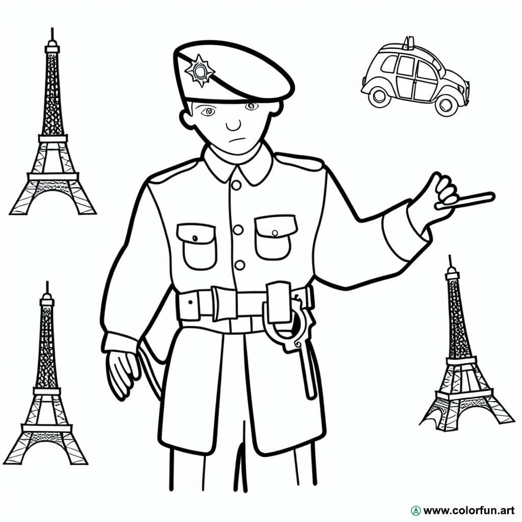 dibujo para colorear gendarme francia