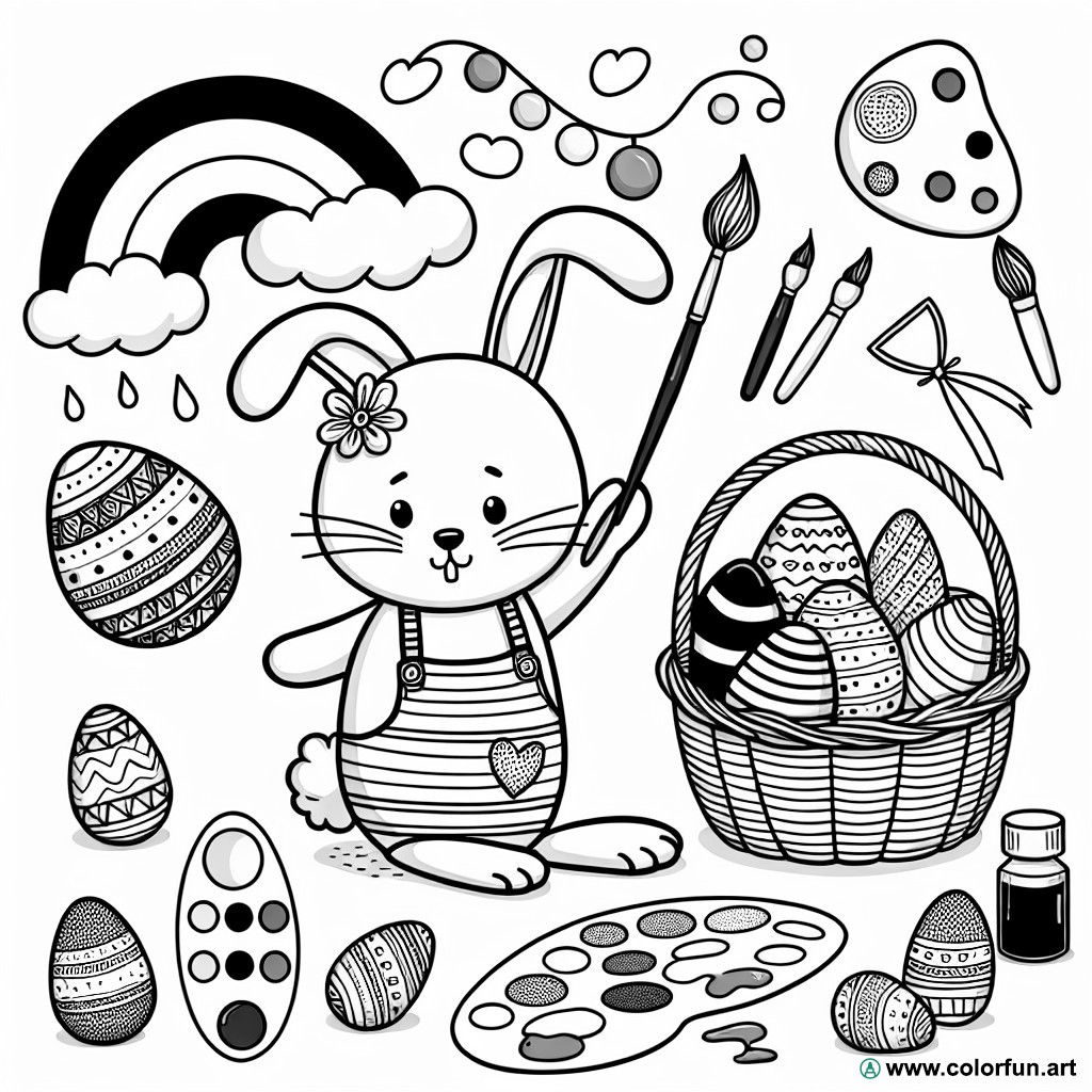 dibujo para colorear conejo de Pascua artístico