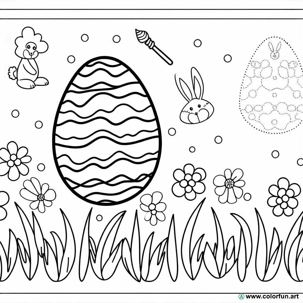 dibujo para colorear huevos de Pascua fácil