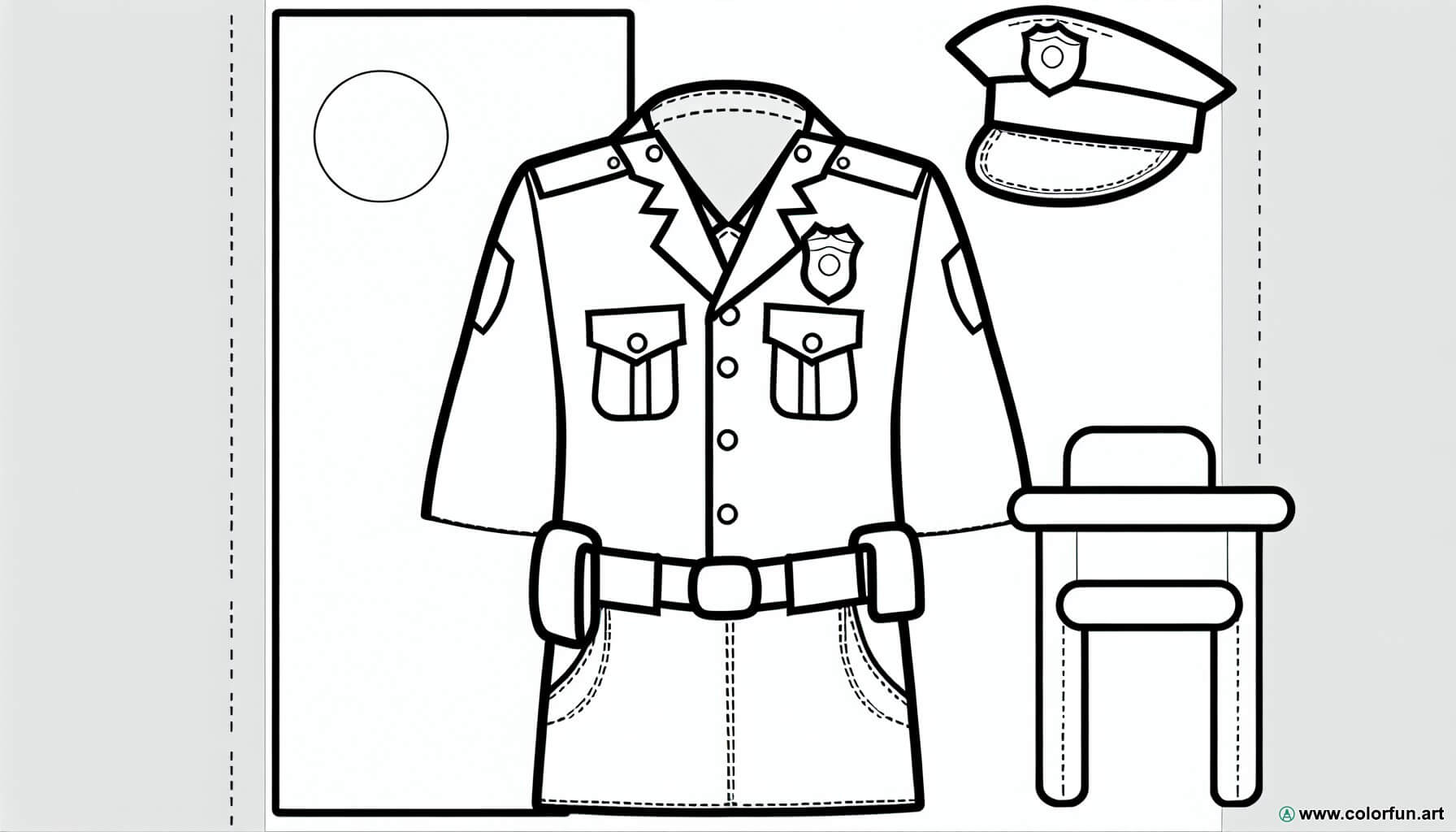 dibujo para colorear uniforme de policía