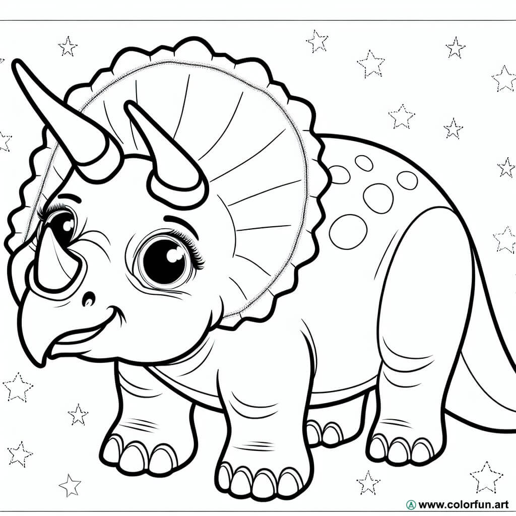 dibujo para colorear de triceratops lindo