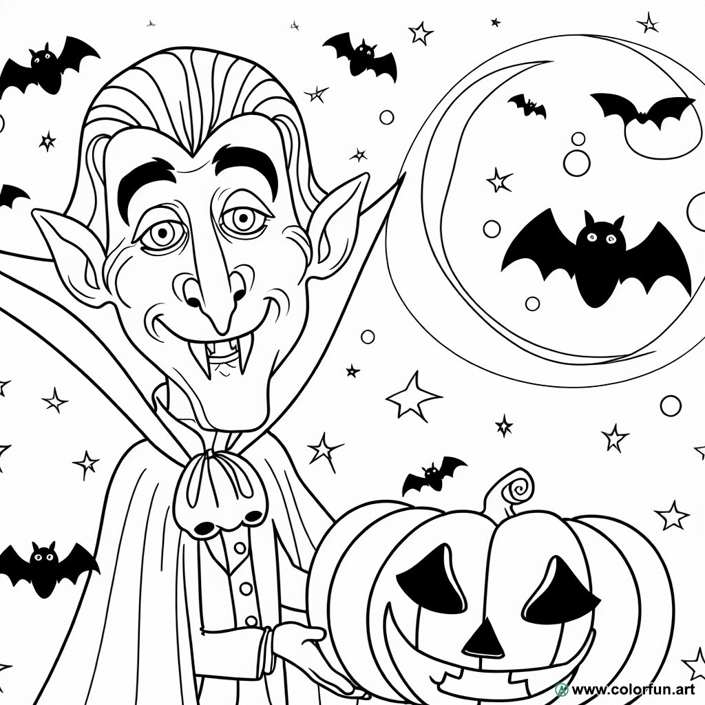 dibujo para colorear de vampiro de Halloween